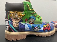 Kustom Hand Painted “Dragon Ball Z” Timberlands Boots, Size 2 In Kids Brand New