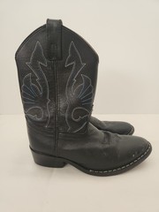 Youth Size 1 Masterson Boot Co Black W Blue Gray Stitching Western Boots