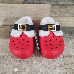 Crocs Classic Clogs Sz J1 Red Holiday Rubber Slingback Sandals Santa