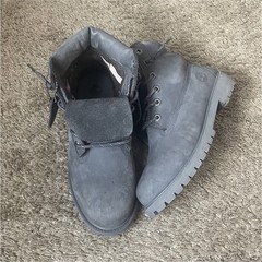 Timberland Gray Waterproof Nubuck Kids‘ Ankle Boots Lace Up Fall Winter