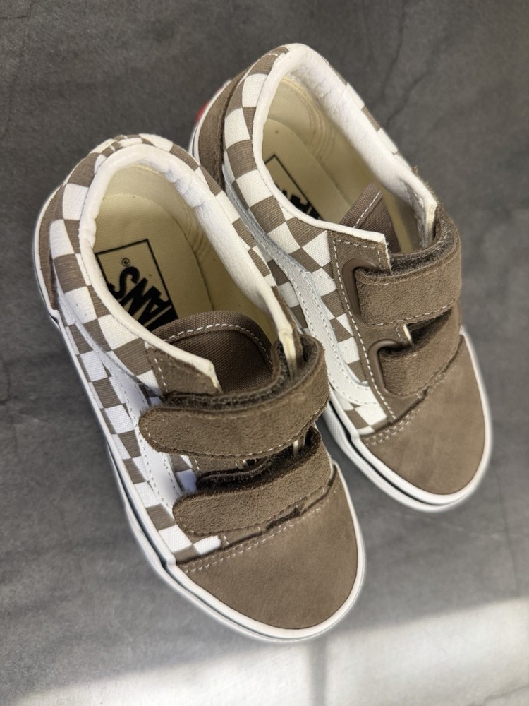 Brown And White Checkered Vans 12c Old Skool V