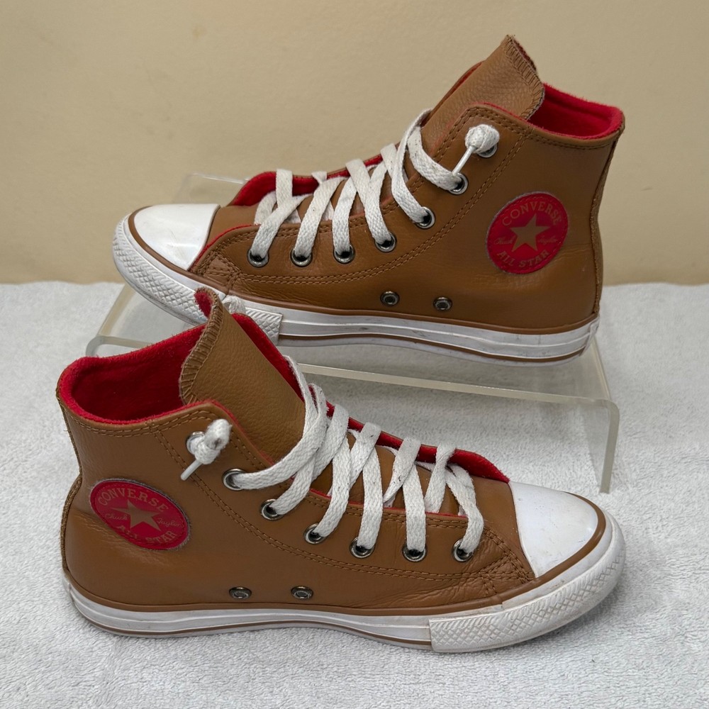 Converse Chuck Taylor All Star Juniors Size 2 High Top Brown Red Sneaker Shoes