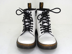 Dr. Martens Zavala White Leather Combat Lace Up Boots kids Size 1