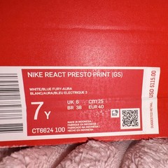 Nike React Presto Print (GS) Pink/Orange/Black Mesh Low Top Sneaker 7Y