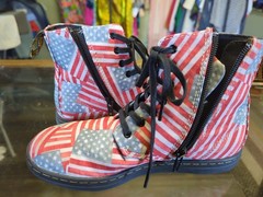 VGUC DR. MARTENS MARLEY AIR WARE USA Flag Canvas Kids Sz.3*Lace Up/Zip