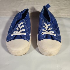OP Ocean Pacific Blue Sneakers Child Sz 9 Canvas Orange Stripe Down Side of Sole
