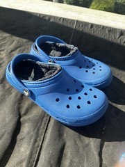 Crocs Unisex Kids Classic Lined Clog Bright Cobalt Blue Size J 4 Play Outdoor