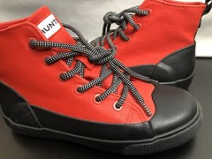 Hunter for Target High Top Canvas Rubber Dipped Sneakers Youth Sz 2 Red Black