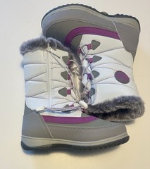 Totes Girls‘ Waterproof Warm Winter Snow Boots Purple White Gray Fur Size 1 15%O