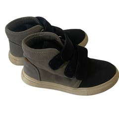 State Kids Grey Navy Blue Mid Top Hook and Loop Sneakers Size 8M 5833914