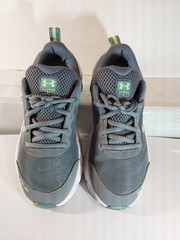Under Armour Charged Assert Gray & Green Logo Unisex Size 6Y