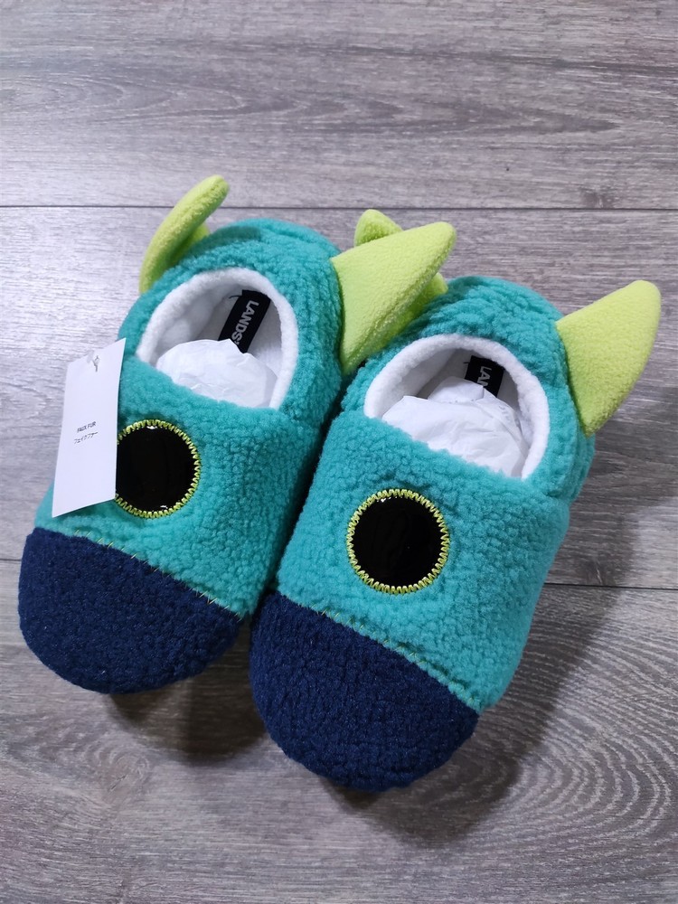Lands End Slippers Big Boys Girls Size 1 Space Rocket Galaxy House Shoes Kid