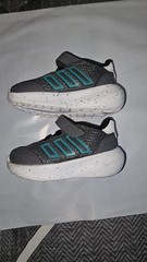 adidas Unisex Kids Hook & Loop Mesh Sneakers Gray/Teal/White US 4K EU 19