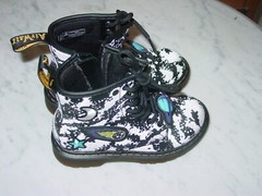 Kids Outer Space Galaxy Dr Doc Martens Black Boots Shoe 12C