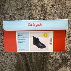Cat & Jack Brandy Kids Boots US 1 Black Ankle Bootie Zip Round Toe