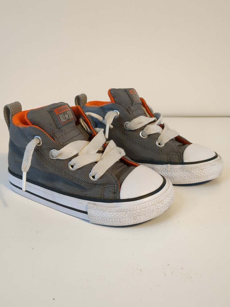 Converse Chuck Taylor Slip-Ons Kid’s Toddler Size 7 Shoes Orange Grey Mid