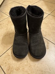 UGG Black Shearling Style Mid-Calf Boots Unisex Kids Suede Pull On