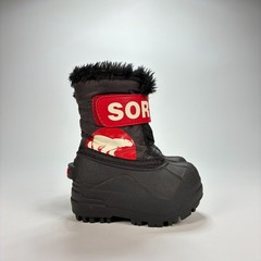 Sorel Snow Commander Black Red Waterproof Thermal Rubber Winter Boots Kids Sz 4