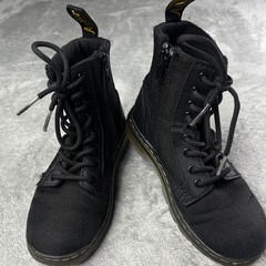 Dr. Martens Combs J Black Canvas Boots Youth US 12 UK 11 Zipper Lace Up
