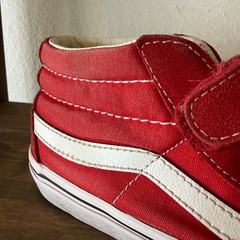 Vans Sk8-Mid V Red White Hook & Loop Youth Size 3 Sneakers Canvas Suede