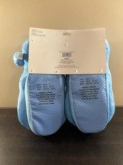 Kids M 13-1 Easter Peeps Plush Blue Bunny Bootie Slippers + SlapOn Wrist Hugger