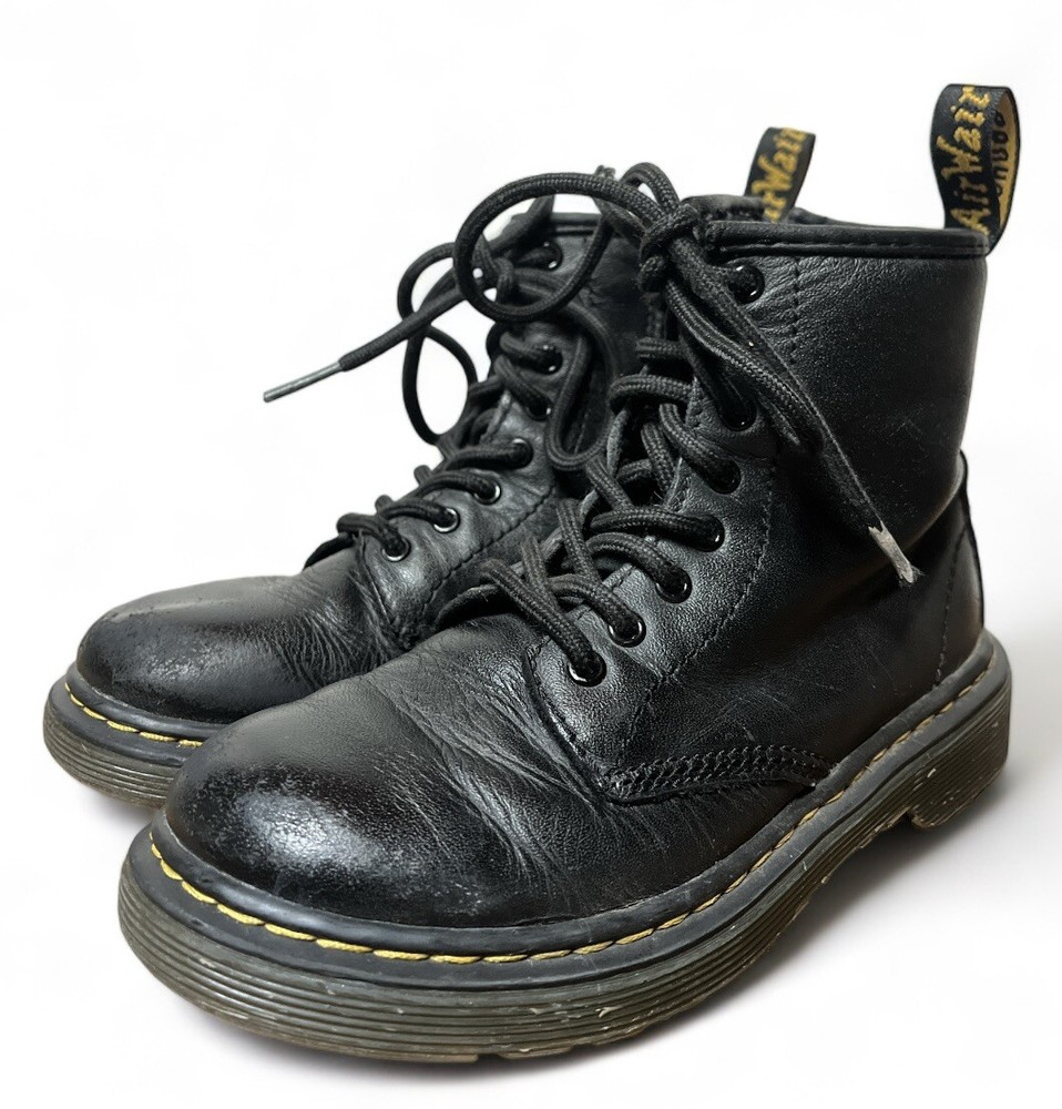 Dr. Martens Doc Black Leather Side Zip Boots 1460 J Youth Size 13 US. AW004