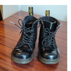 Dr. Martens Brookl Black Patent Leather Kids Combat Boots Size 8 US 24 EU