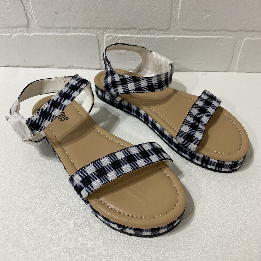 NEW – FABKIDS Gingham Platform Sandal – Kids Size 3 – BLACK