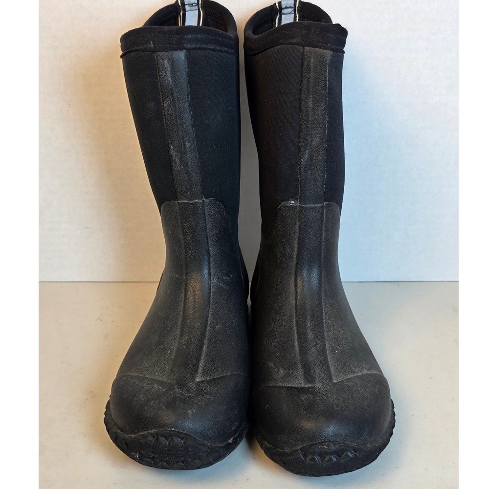 HISEA Kids Rubber Neoprene Rain Snow Boots Black Waterproof Size 4 Muck Boot