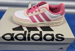 adidas Breakbase J Pink/White/Beige Low Top Lace Up Sneakers JP9297 US 5