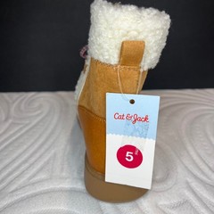 Cat & Jack Arya Kids Cognac Faux Shearling Winter Boots Size 5 NEW