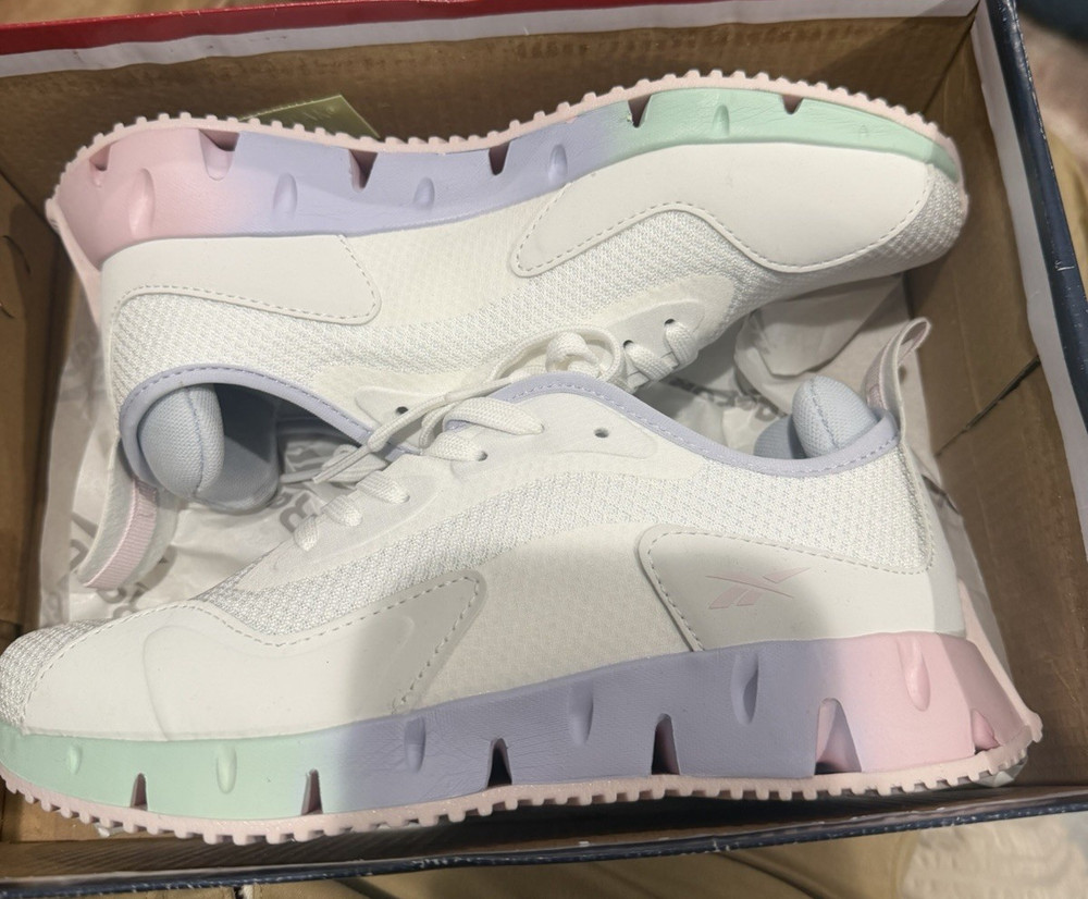 Reebok Zig Dynamica Unisex Kids Running Sneaker White/Pink/Aqua US 7 M