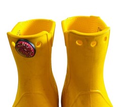 Crocs Child’s Youth Yellow Rainboots Sz 9 Rubber MidCalf Pull On Damaged Stained