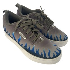Heelys Pro Youth 7 Gray Blue Flame Roller Shoes Y2K Retro Skate Sneakers Wheels