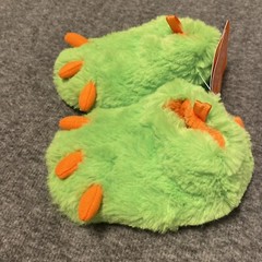 Green and Orange Monster Claw Slippers Childs Size 3 Wonder Nation Slip On New