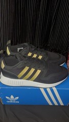 New w/ Box Adidas Multix J Black Gold Sneakers Youth Size 6 Running Shoes