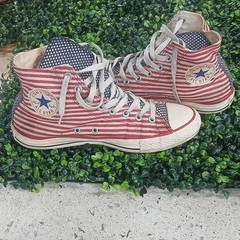 Converse All Star High Top Sneakers Red White Blue Canvas US 8 American Flag
