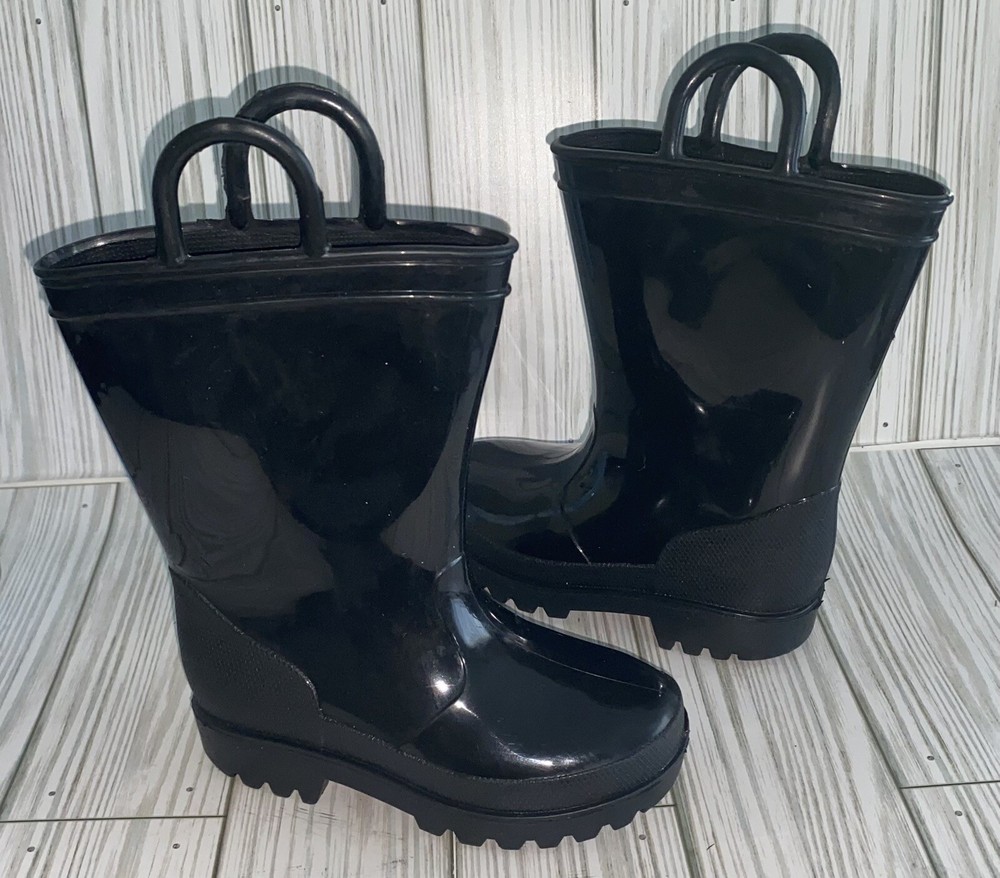 Falls Creek Kids Black Vinyl Rainboots Size 7