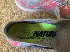 Youth NIKE Fly Knit Free Run Natural Gray/Pink, size US 4.5