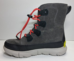 Sorel Explorer Lined Waterproof Suede Lace Up Snow Boots Sz 5 Black Gray