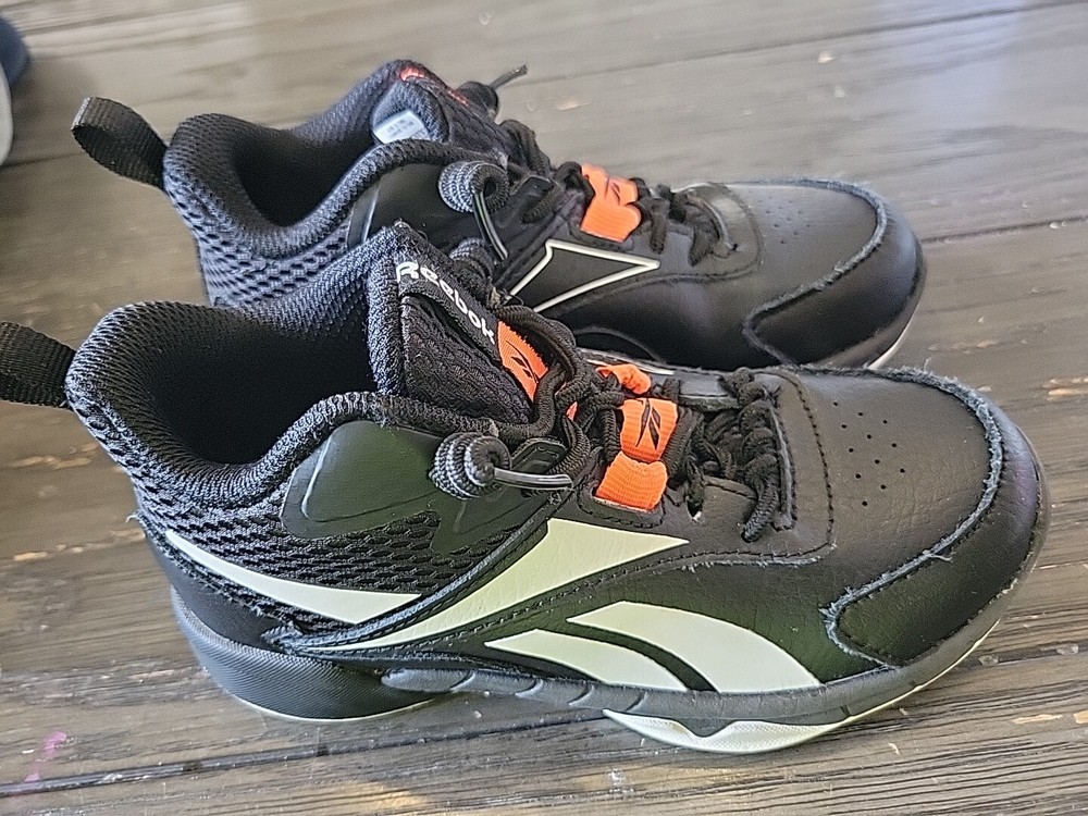 Reebok Youth More Buckets Baseball Shoe Black/White/Orange Flare GY4496