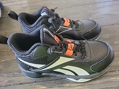 Reebok Youth More Buckets Baseball Shoe Black/White/Orange Flare GY4496