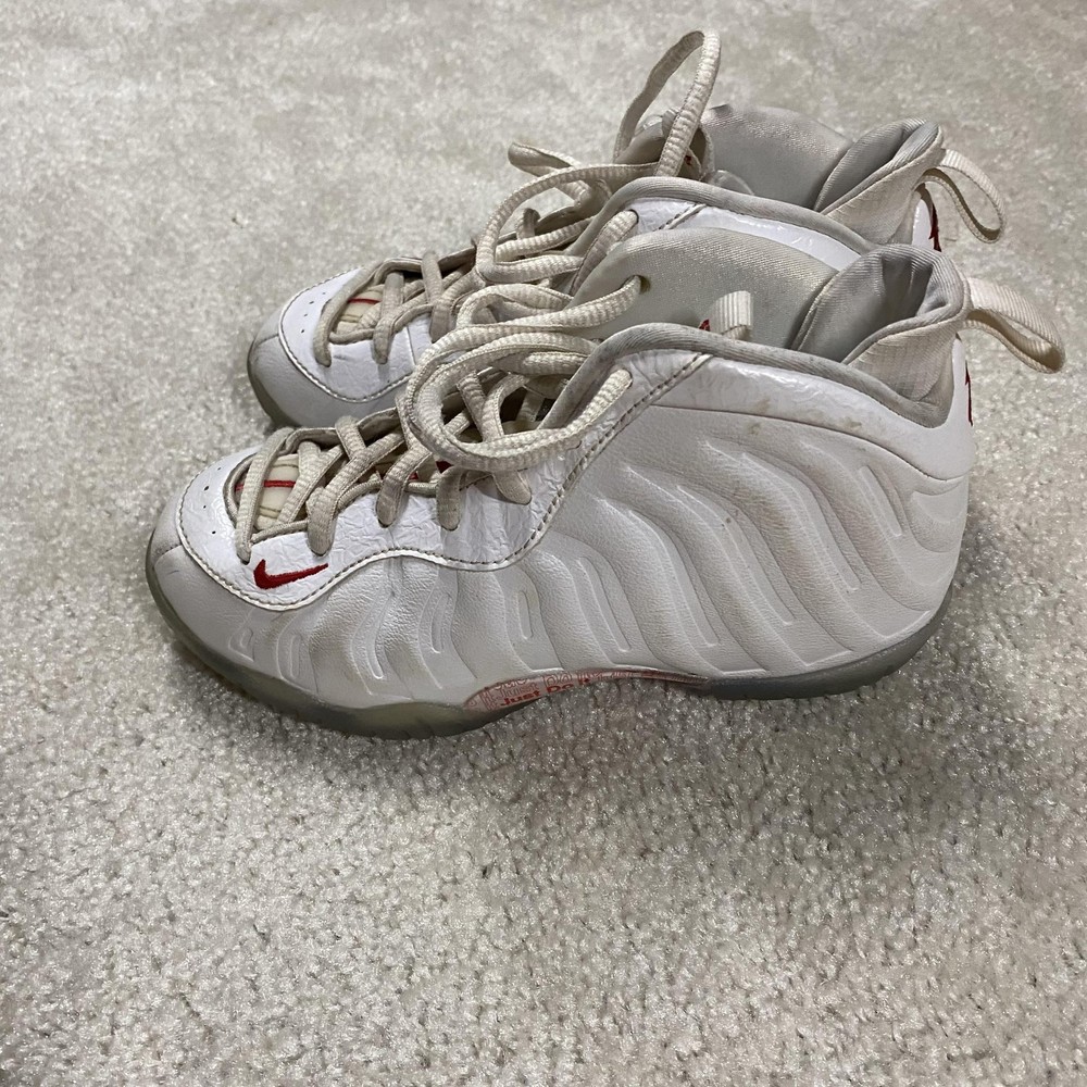 Nike Little Posite One Foamposite Shoes Kids Sz 13C White Just Do It CU1055-100