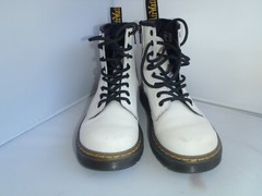 Dr Martens Zavala Combat Boot White Kid Girls size 2