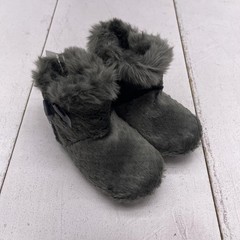 H&M Slipper Bootie Shoes Kids Size 10-11.5 EU 29 Gray Faux Fur Lined Cozy Warm