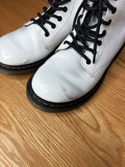 Dr Martens White Leather Combat Boots 1460 J Mens Size 4 Womens 5 Side Zip