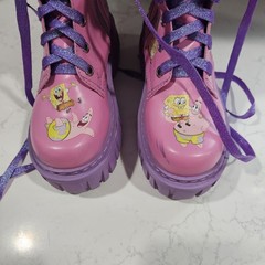SpongeBob SquarePants Patrick Star Kids Pink Purple Lace-Up Zip Boots Size 6