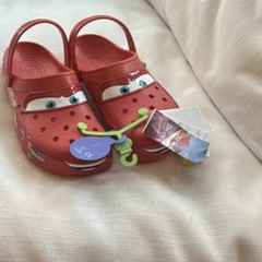 STOCK X VERIFIED:Crocs Lightning McQueen Light Up Red Kids Clog Shoes US Size 12