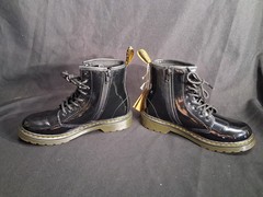 Dr Martens 1460 J Boots Youth Size 4 M Black Patent Leather Zip Lace Up Combat