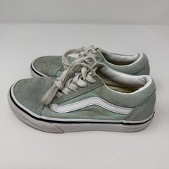 Kids Vans Old Skool Suede Mint Green White Stripe Lace Up Sneakers Size 13.5